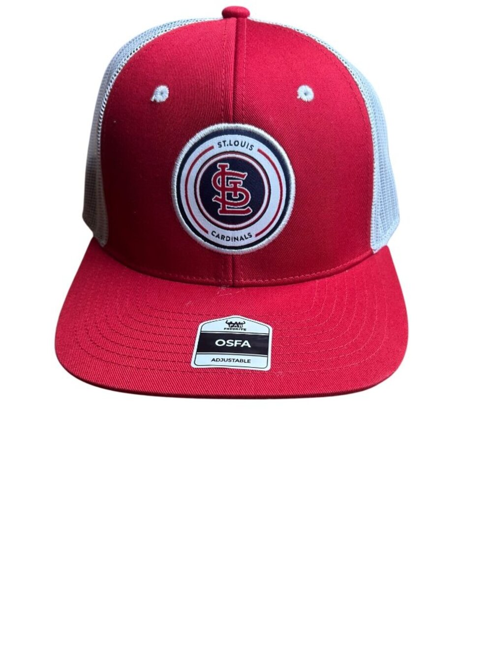 NWT St. Louis Cardinals Red & White Adjustable Trucker Hat OSFA Genuine MLB Merc